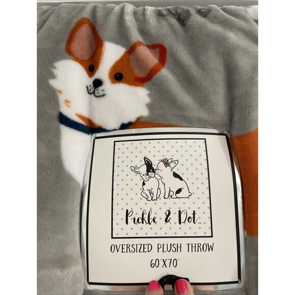 CORGI Dog Large Print 60x70 Oversized Throw Blanket Pickle & Dot Paw Prints NEW - Picture 2 of 6